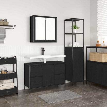 vidaXL Bathroom Furniture Set 2 pcs Black Oak 36 x 35 x 165 cm