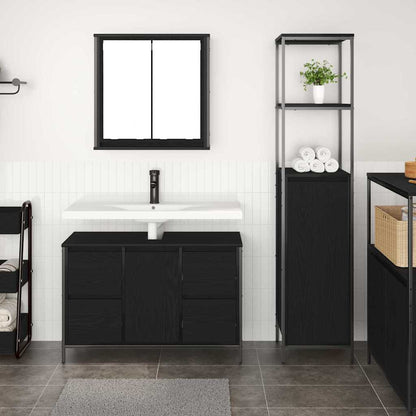 vidaXL Bathroom Furniture Set 2 pcs Black Oak 36 x 35 x 165 cm