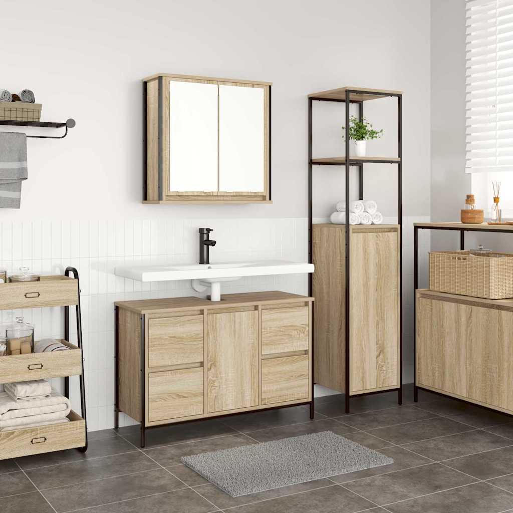 vidaXL Bathroom Furniture Set 2 pcs Sonoma Oak and Black