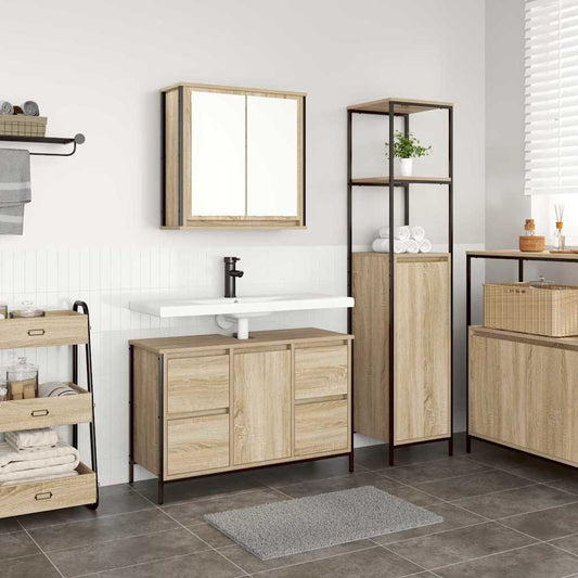 vidaXL Bathroom Furniture Set 2 pcs Sonoma Oak and Black