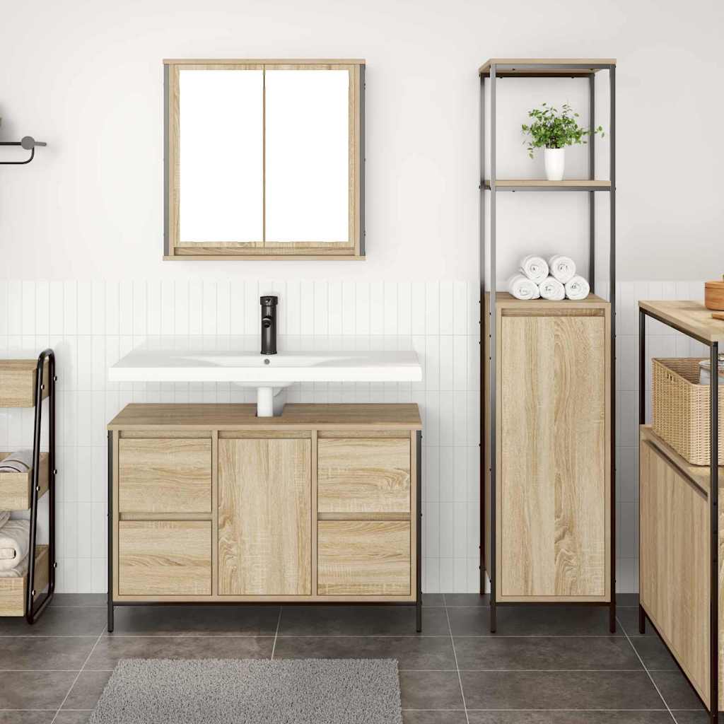 vidaXL Bathroom Furniture Set 2 pcs Sonoma Oak and Black
