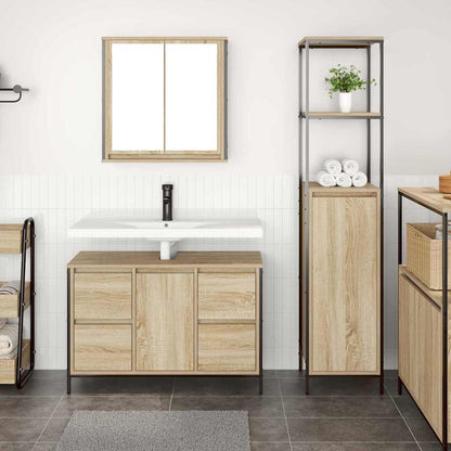 vidaXL Bathroom Furniture Set 2 pcs Sonoma Oak and Black