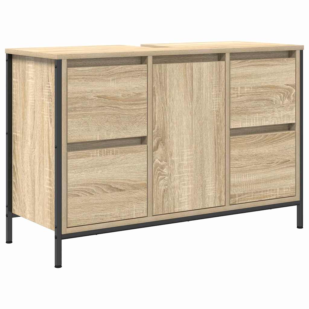 vidaXL Bathroom Furniture Set with Drawer 2 pcs Sonoma Oak and Black