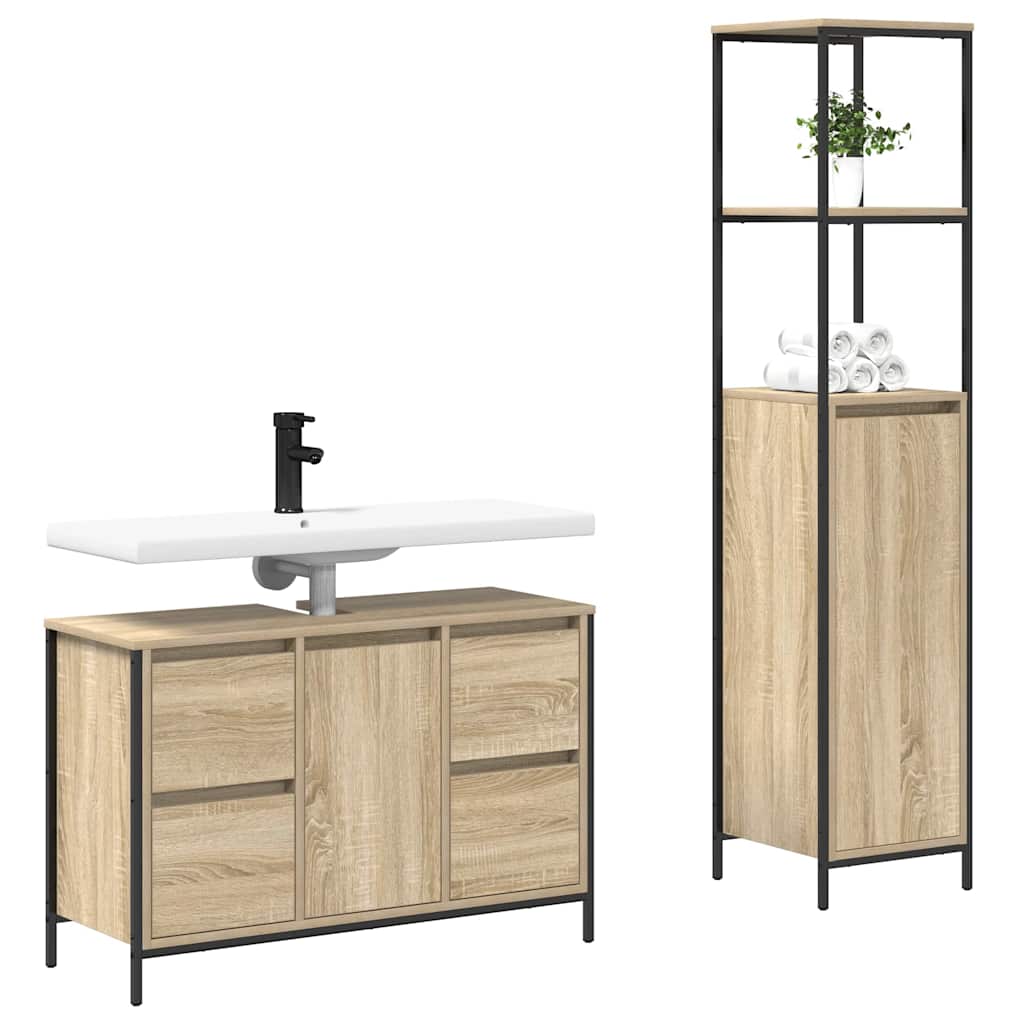 vidaXL Bathroom Furniture Set 2 pcs Sonoma Oak and Black