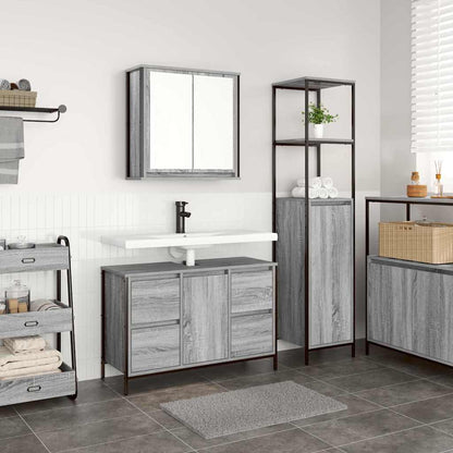 vidaXL Bathroom Furniture Set 2 pcs Grey Sonoma and Black
