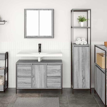 vidaXL Bathroom Furniture Set 2 pcs Grey Sonoma and Black