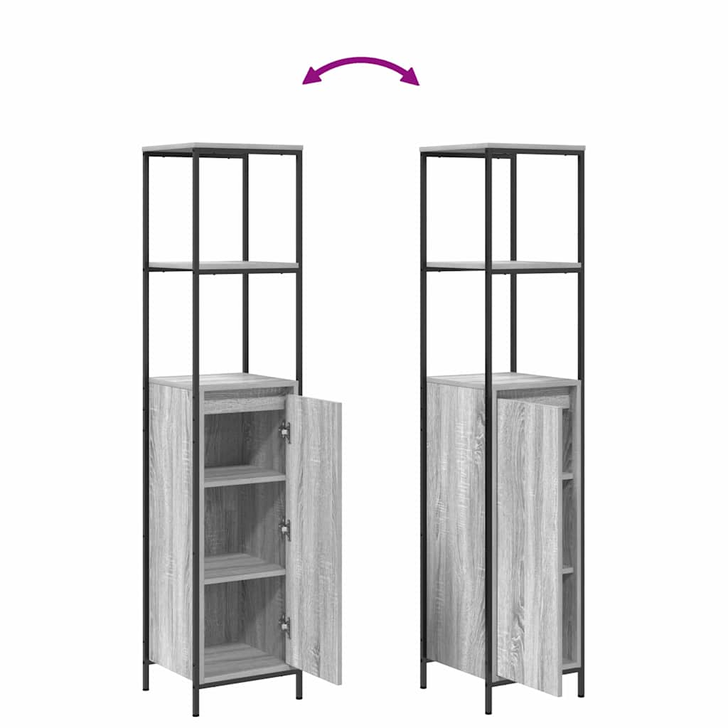 vidaXL Bathroom Furniture Set with Drawer 2 pcs Grey sonoma and Black
