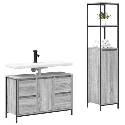 vidaXL Bathroom Furniture Set 2 pcs Grey Sonoma and Black