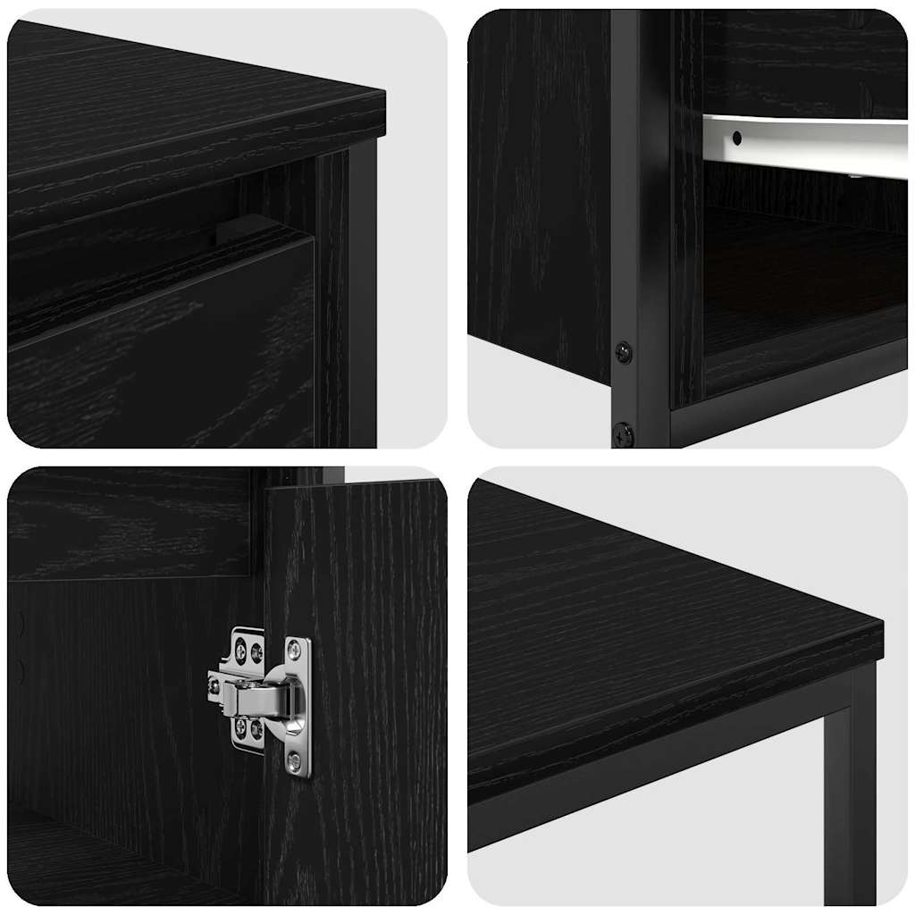 vidaXL Bathroom Furniture Set 3 pcs Black Oak Engineered Wood