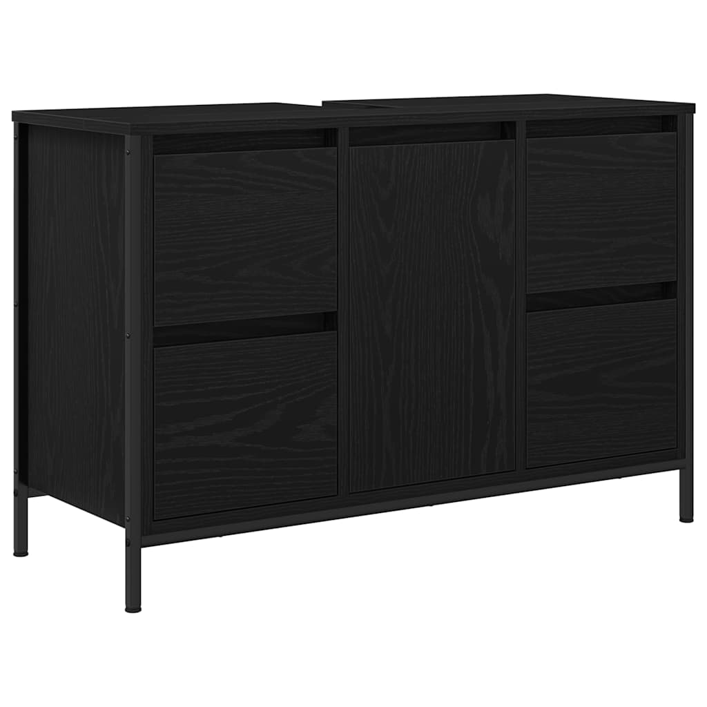 vidaXL Bathroom Furniture Set 3 pcs Black Oak Engineered Wood