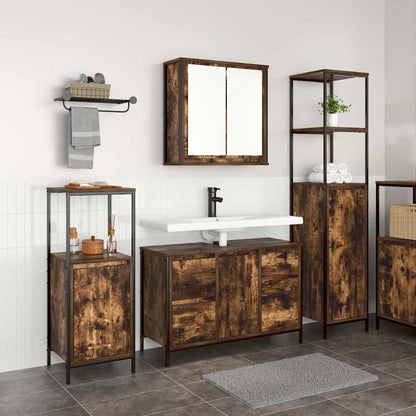 vidaXL Bathroom Furniture Set 3 pcs Smoked Oak and Black