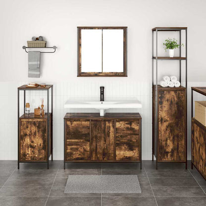 vidaXL Bathroom Furniture Set 3 pcs Smoked Oak and Black