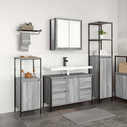 vidaXL Bathroom Furniture Set 3 pcs Grey Sonoma and Black