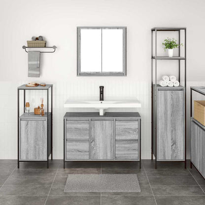 vidaXL Bathroom Furniture Set 3 pcs Grey Sonoma and Black