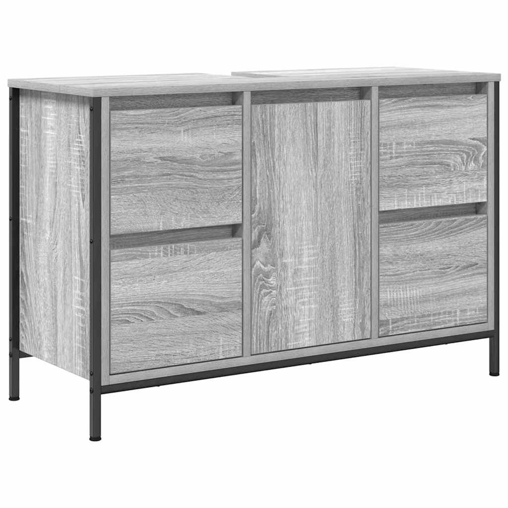 vidaXL Bathroom Furniture Set with Drawer 3 pcs Grey sonoma and Black