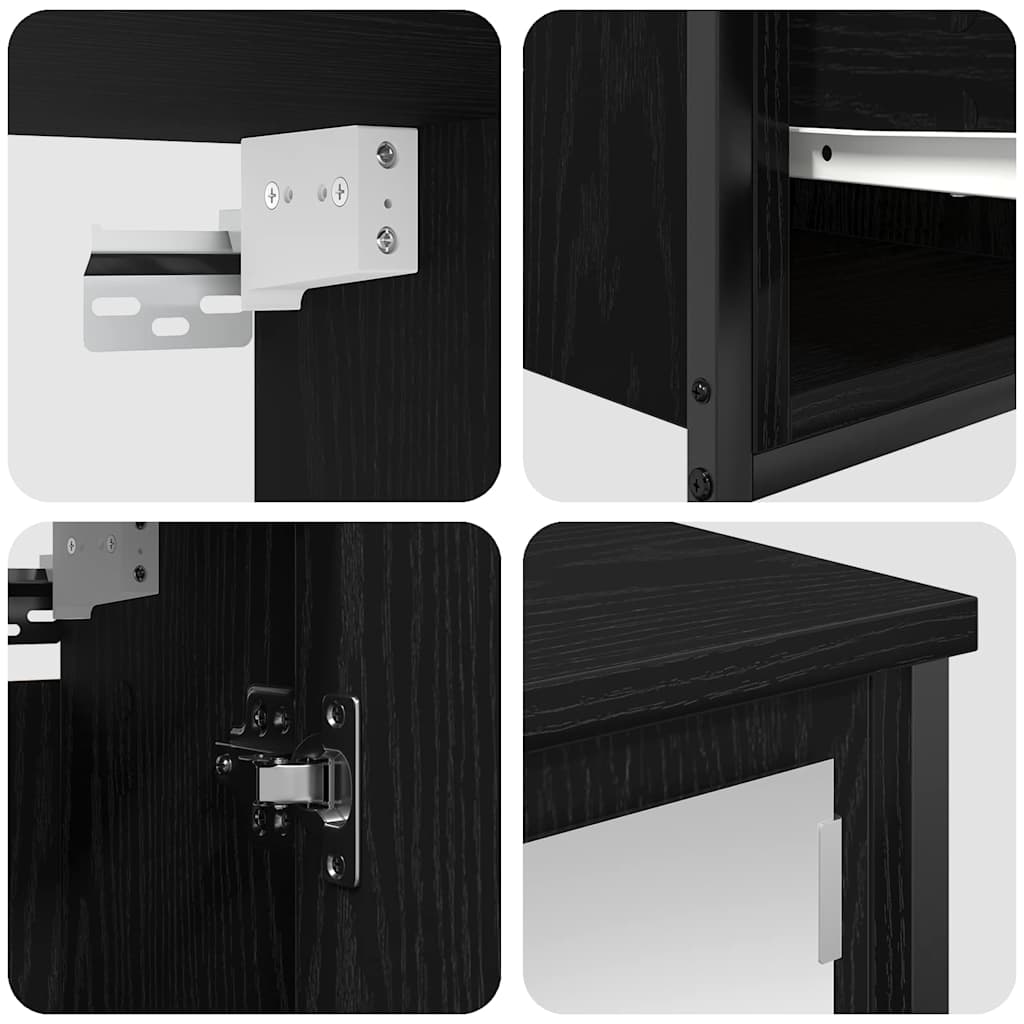vidaXL Bathroom Furniture Set 5 pcs Black Oak Engineered Wood