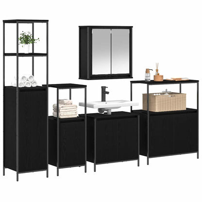vidaXL Bathroom Furniture Set 5 pcs Black Oak Engineered Wood
