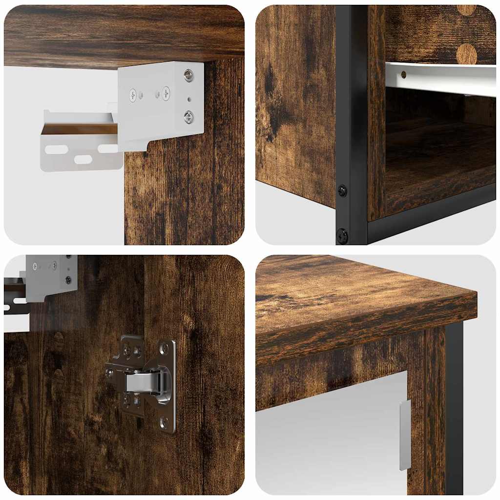 vidaXL Bathroom Furniture Set with Shelf 5 pcs Smoked Oak and Black