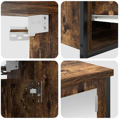 vidaXL Bathroom Furniture Set with Shelf 5 pcs Smoked Oak and Black