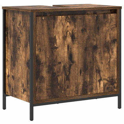vidaXL Bathroom Furniture Set with Shelf 5 pcs Smoked Oak and Black