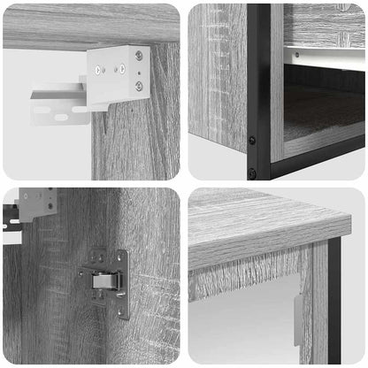vidaXL Bathroom Furniture Set with Shelf 5 pcs Grey Sonoma and Black