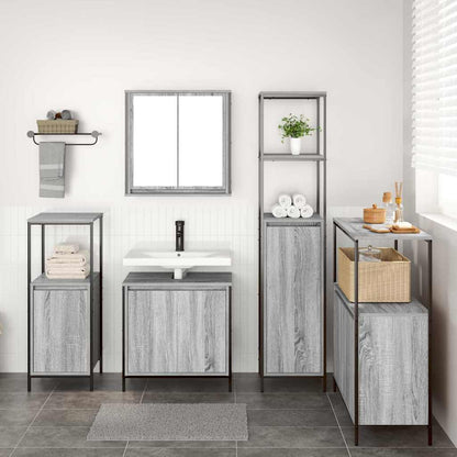 vidaXL Bathroom Furniture Set with Shelf 5 pcs Grey Sonoma and Black