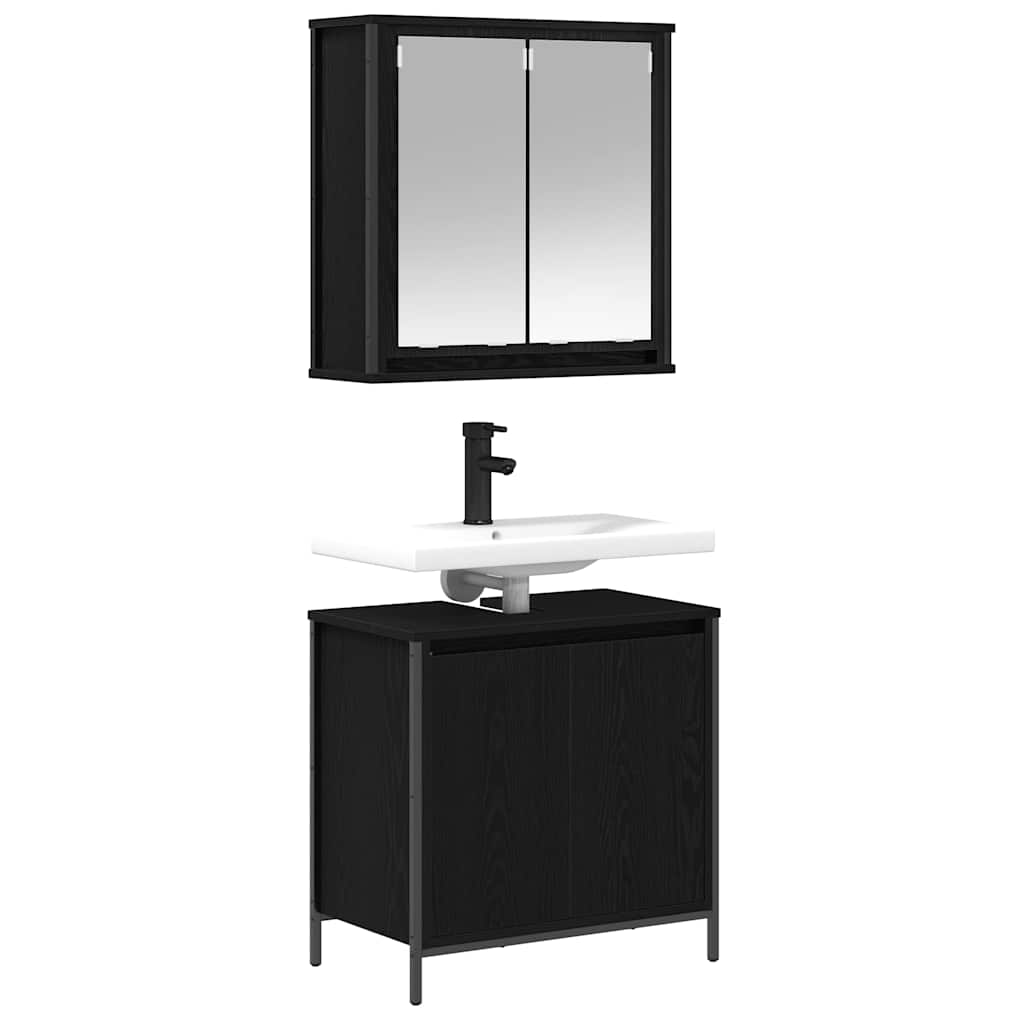 vidaXL 2 Piece Bathroom Furniture Set Black Oak Engineered Wood