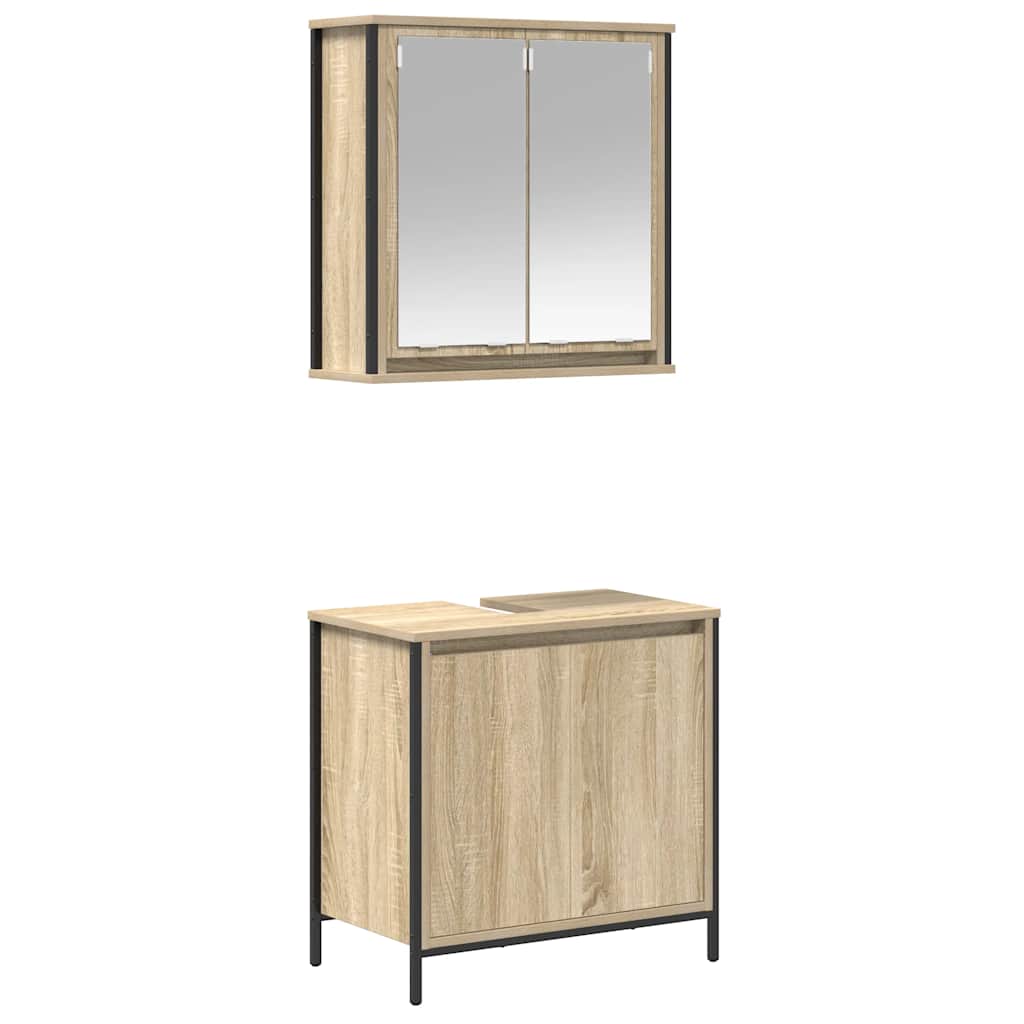 vidaXL 2 Piece Bathroom Furniture Set Sonoma Oak Engineered Wood
