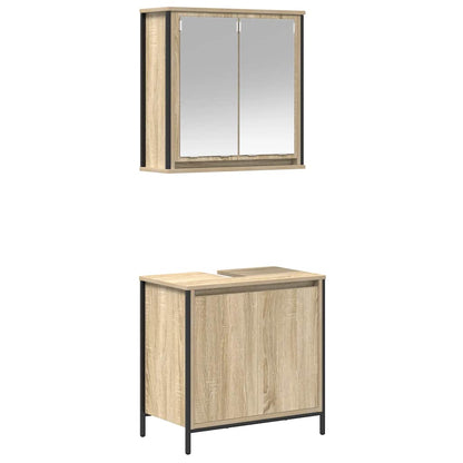 vidaXL 2 Piece Bathroom Furniture Set Sonoma Oak Engineered Wood