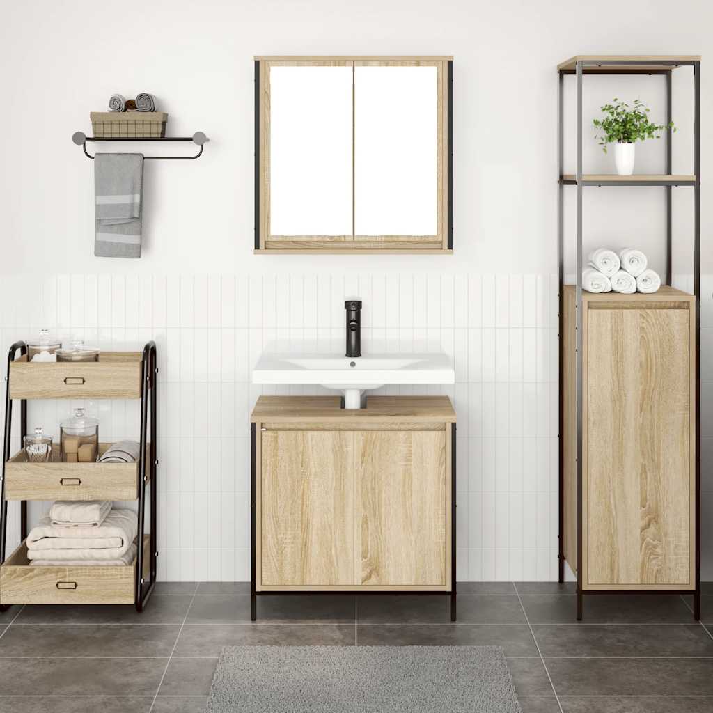 vidaXL 2 Piece Bathroom Furniture Set Sonoma Oak Engineered Wood