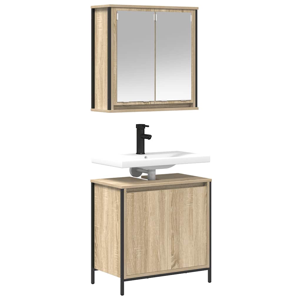 vidaXL 2 Piece Bathroom Furniture Set Sonoma Oak Engineered Wood