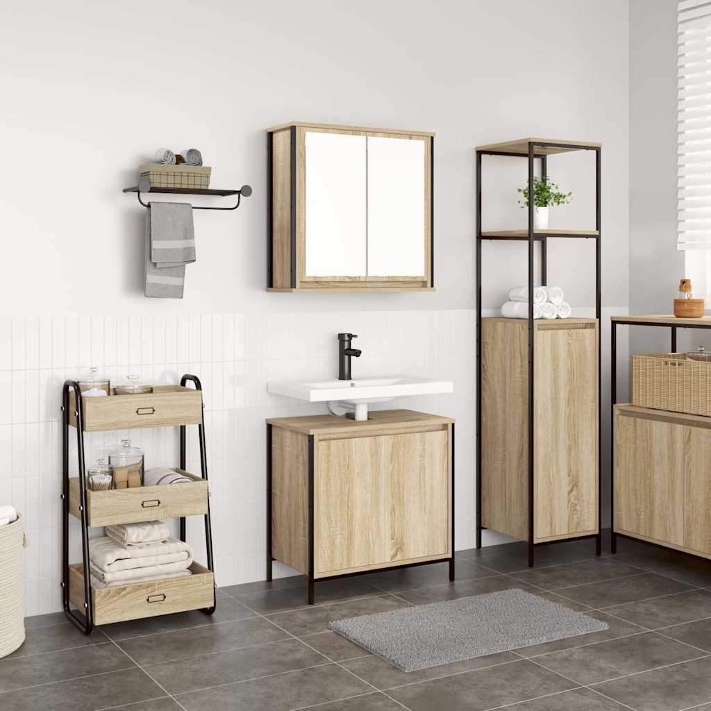 vidaXL 2 Piece Bathroom Furniture Set Sonoma Oak Engineered Wood