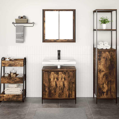 vidaXL 2 Piece Bathroom Furniture Set Smoked Oak Engineered Wood