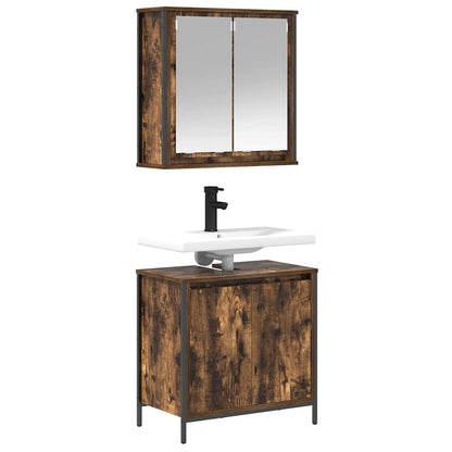 vidaXL 2 Piece Bathroom Furniture Set Smoked Oak Engineered Wood