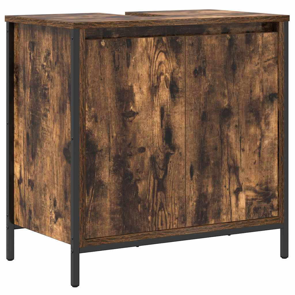 vidaXL 2 Piece Bathroom Furniture Set Smoked Oak Engineered Wood