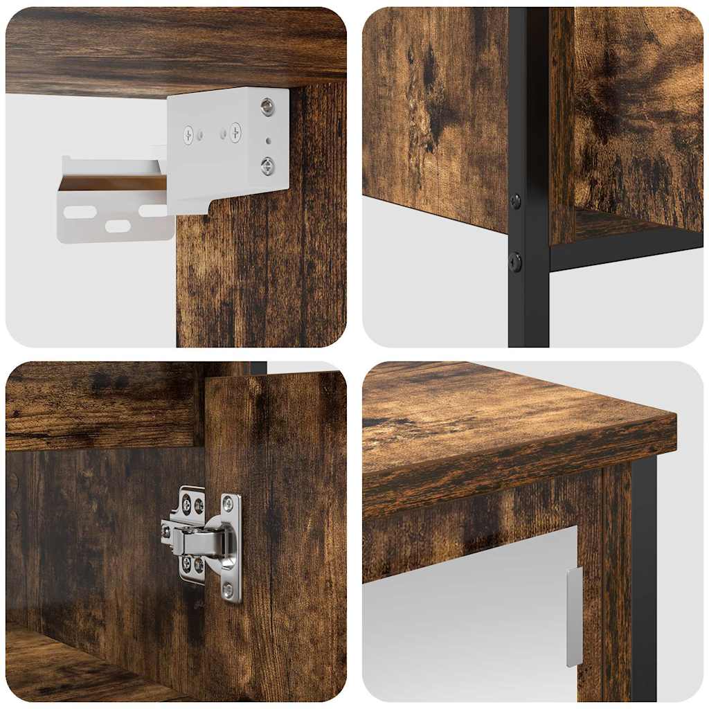 vidaXL 2 Piece Bathroom Furniture Set Smoked Oak Engineered Wood
