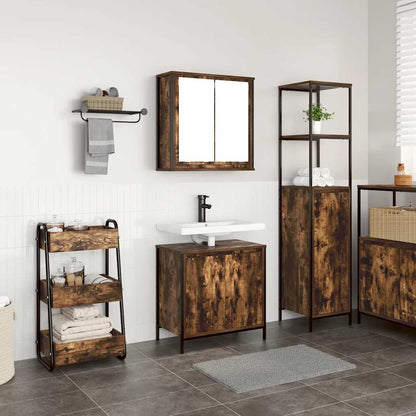 vidaXL 2 Piece Bathroom Furniture Set Smoked Oak Engineered Wood
