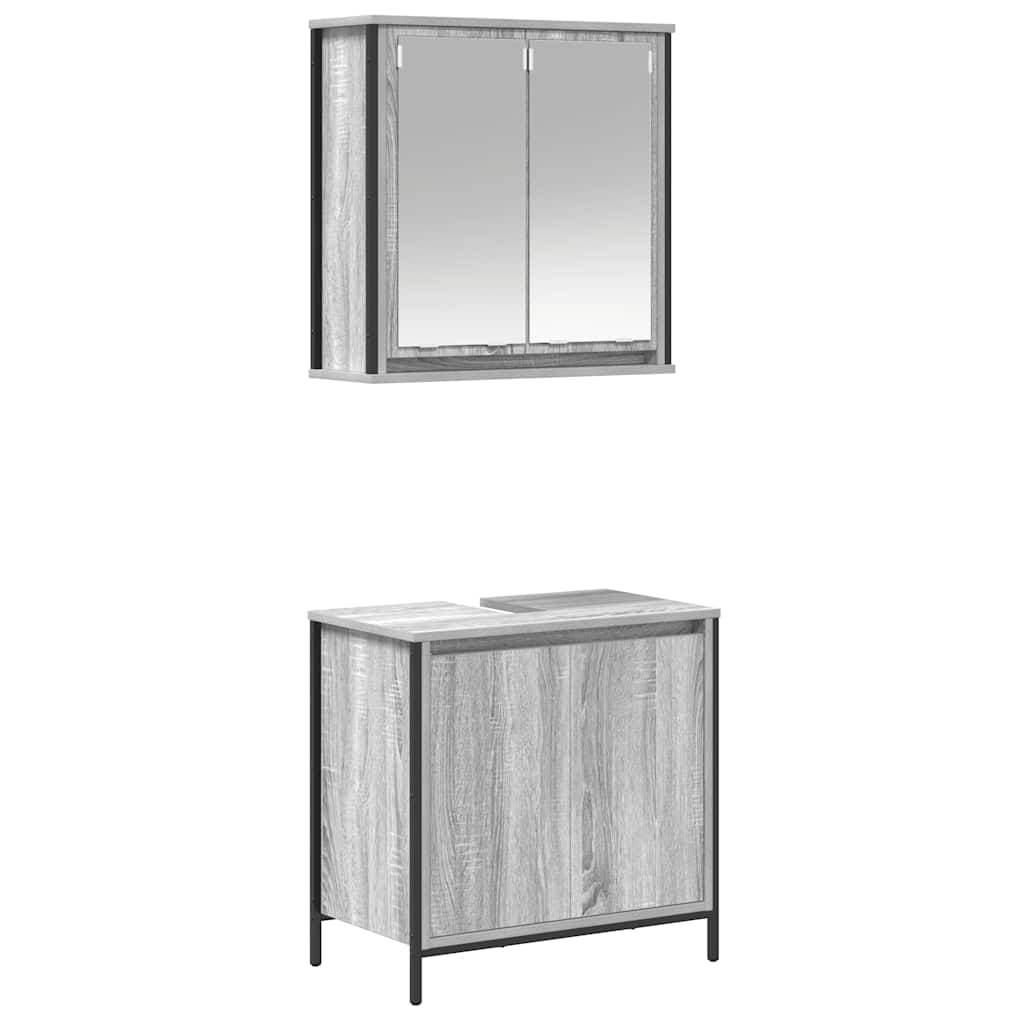 vidaXL 2 Piece Bathroom Furniture Set Grey Sonoma Engineered Wood
