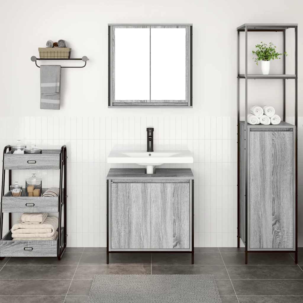 vidaXL 2 Piece Bathroom Furniture Set Grey Sonoma Engineered Wood