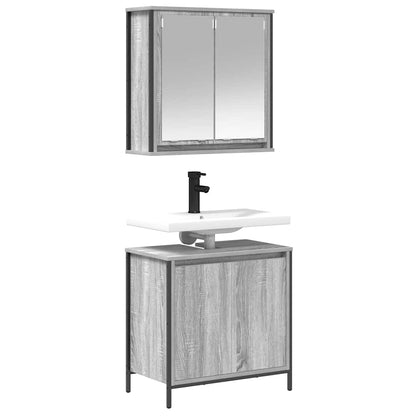 vidaXL 2 Piece Bathroom Furniture Set Grey Sonoma Engineered Wood