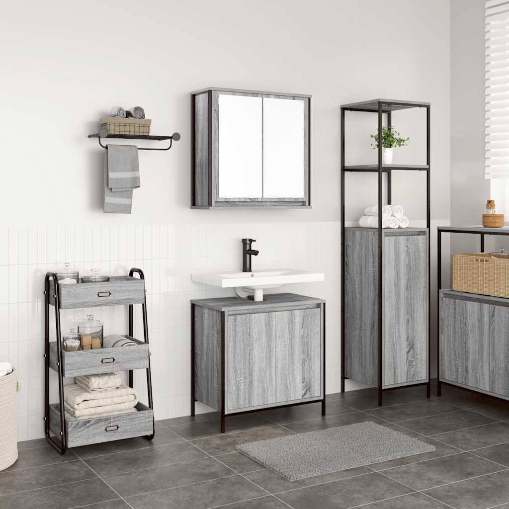 vidaXL 2 Piece Bathroom Furniture Set Grey Sonoma Engineered Wood