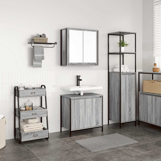 vidaXL 2 Piece Bathroom Furniture Set Grey Sonoma Engineered Wood
