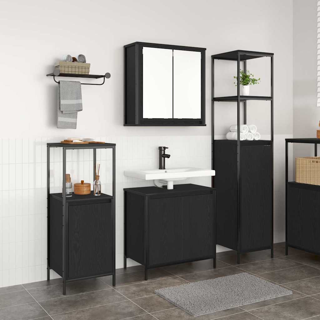 vidaXL Bathroom Furniture Set 3 pcs Black Oak 36 x 35 x 165 cm