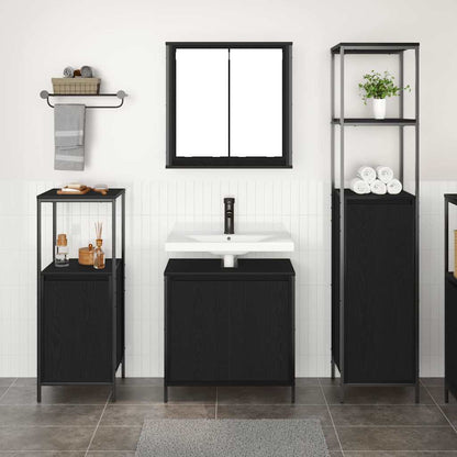 vidaXL Bathroom Furniture Set 3 pcs Black Oak 36 x 35 x 165 cm