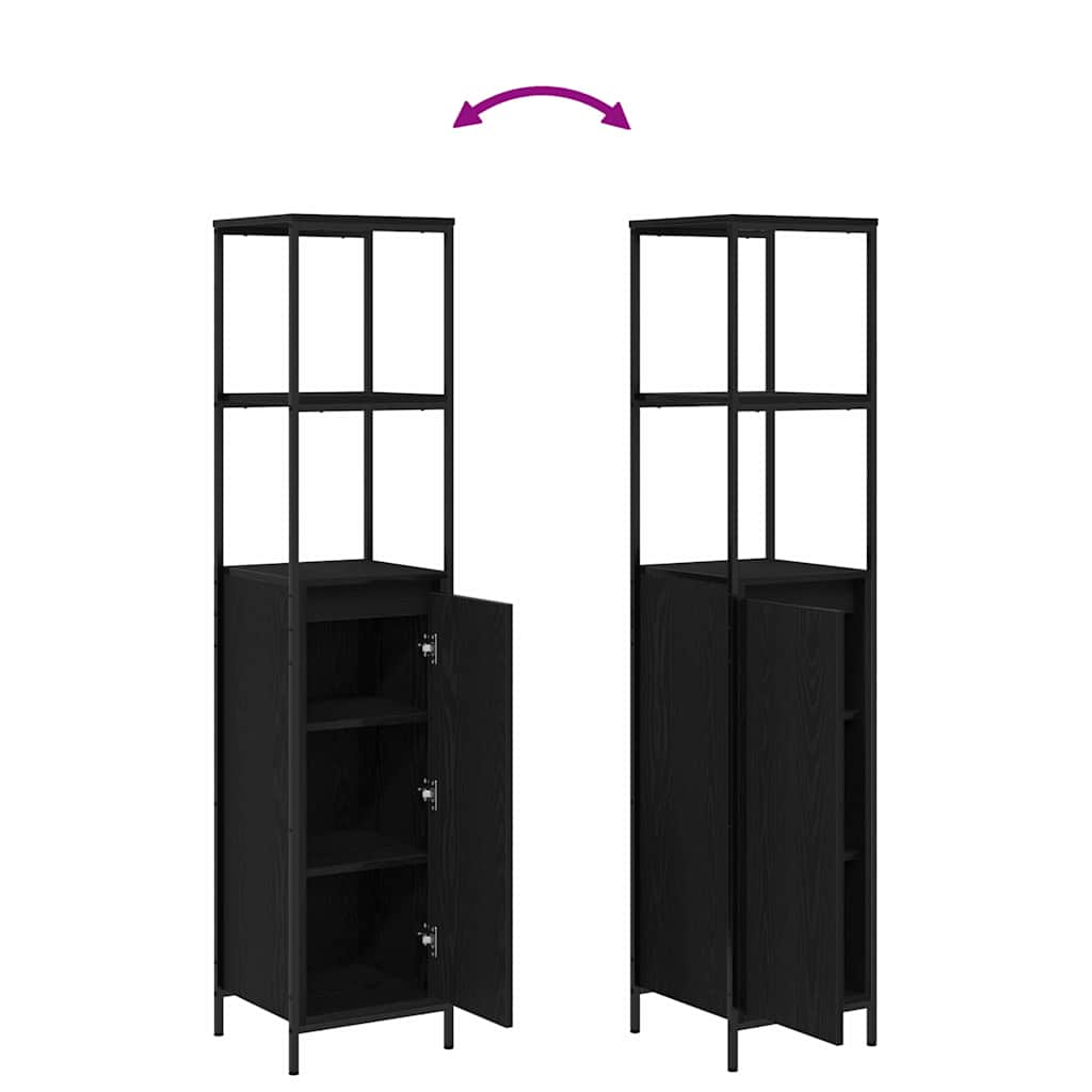 vidaXL Bathroom Furniture Set 3 pcs Black Oak Engineered Wood