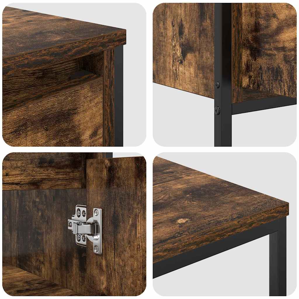 vidaXL Bathroom Furniture Set with Shelf 3 pcs Smoked Oak and Black