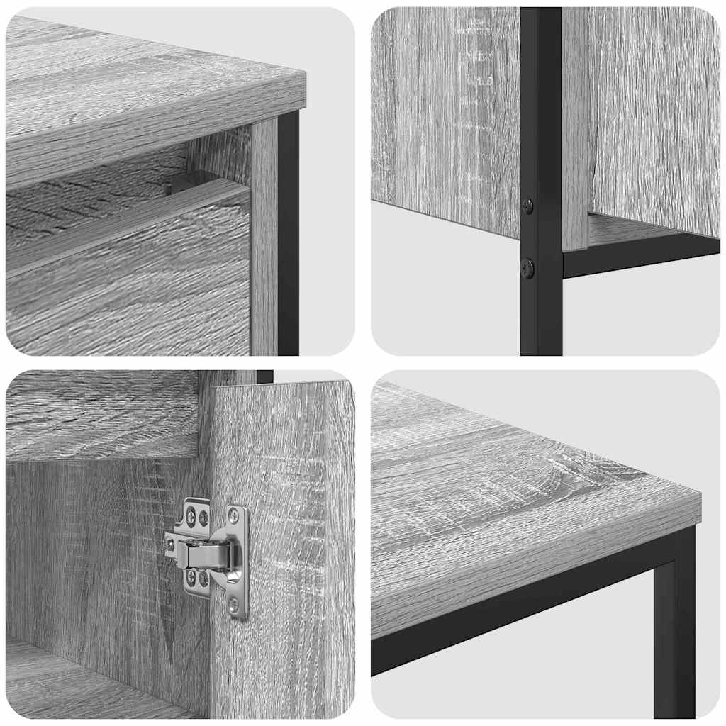 vidaXL Bathroom Furniture Set with Shelf 3 pcs Grey Sonoma and Black
