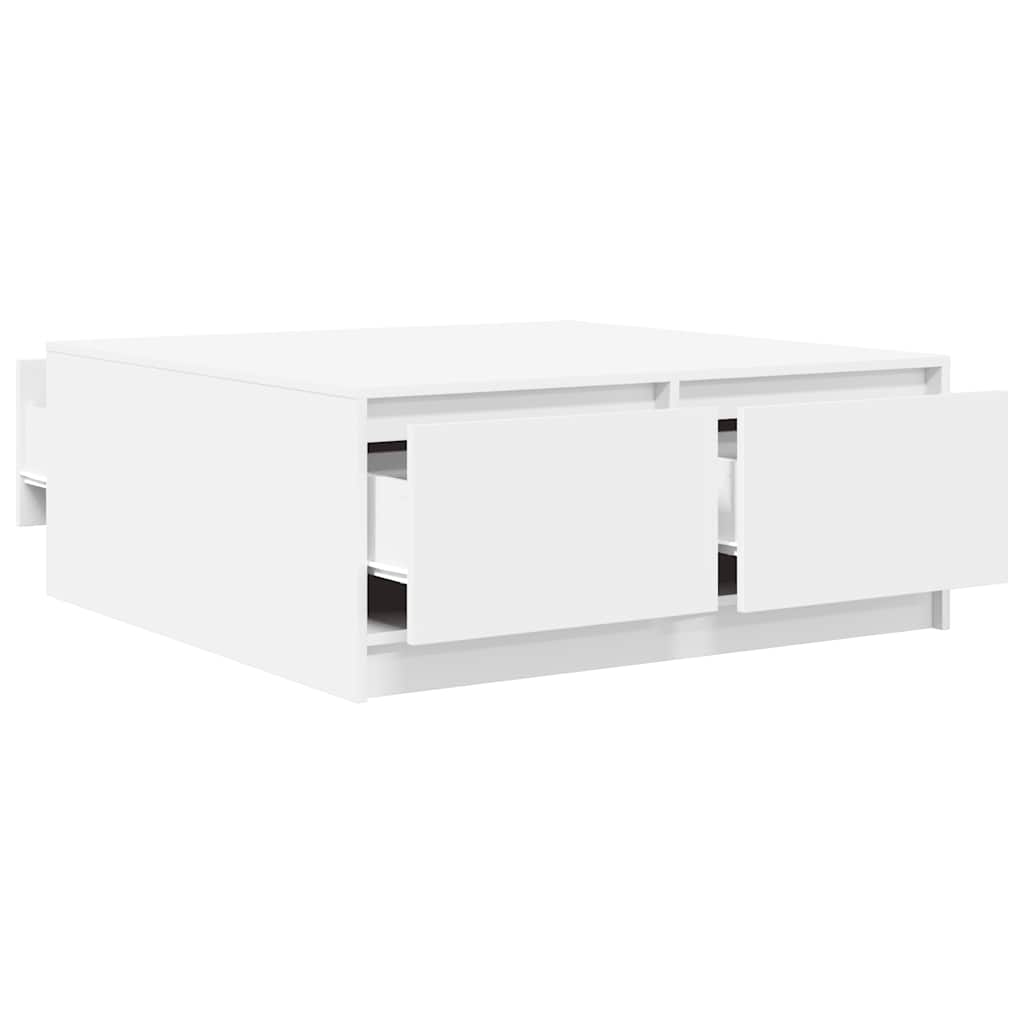 vidaXL Coffee Table with Drawers White 100x100x40 cm