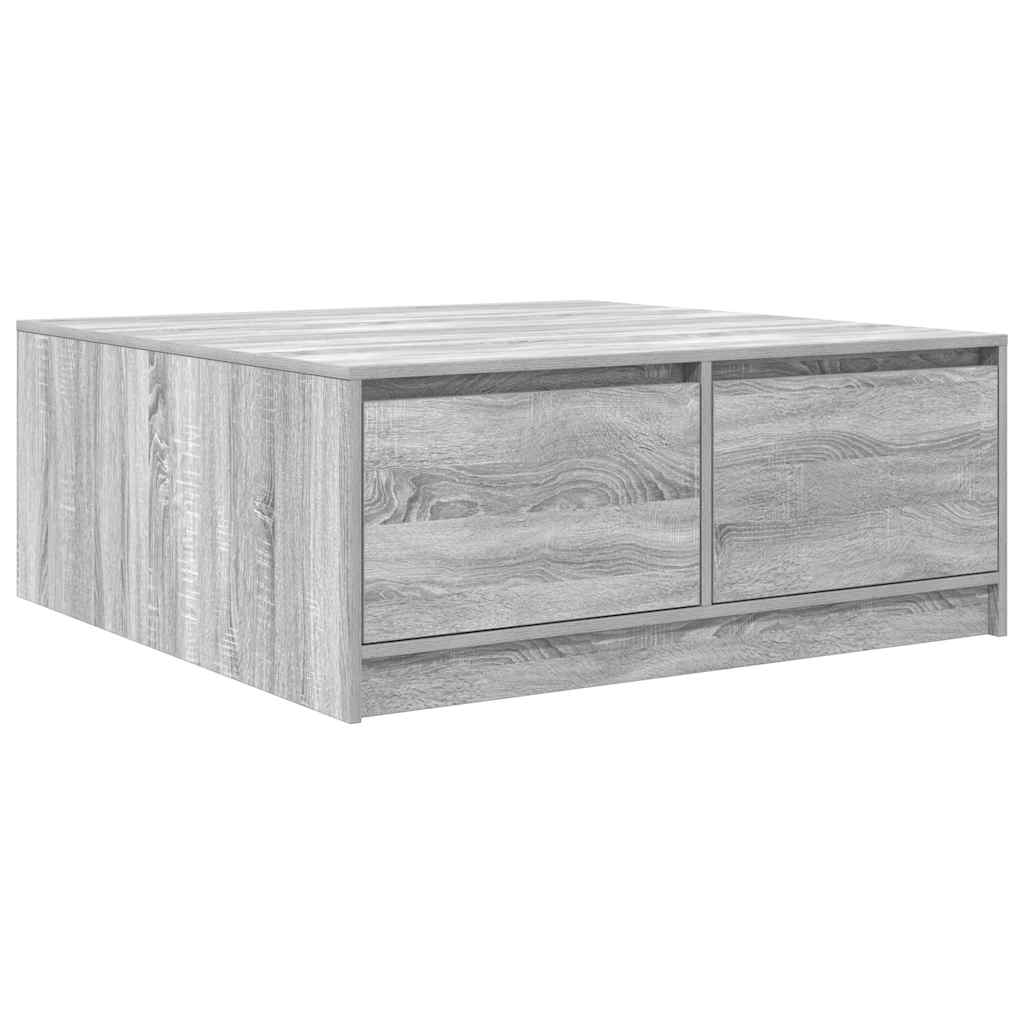 vidaXL Coffee Table with Drawers Grey Sonoma 100x100x40 cm