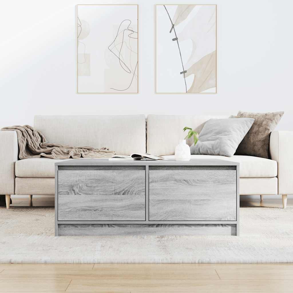 vidaXL Coffee Table with Drawers Grey Sonoma 100x100x40 cm